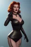 Placeholder: Rita Hayworth as evil queen in black leather, busty, cleavage, curvy, angry, stern look. character design by cory loftis, fenghua zhong, ryohei hase, ismail inceoglu and ruan jia. unreal engine 5, artistic lighting, highly detailed, photorealistic, fantasy