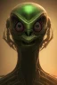 Placeholder: green alien, head, evil, black eyes, weapons, blood, 8k, finely detailed, photo realistic, HR Giger style