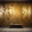 Placeholder: Hyper Realistic grungy-glowing-golden-blocked-wall textured room