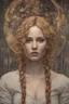 Placeholder: Ginger hair Jennifer Lawrence psychology erect oil paiting In depth psychology display Hans Ruedi Giger style, dream, symptom, image in the background in the city artgerm display Gustav Klimt style artgerm display in the Barcelona the 18th century oil paiting. Sigmund Freud's trip to Barcelona the 18th century oil paiting was like an adventure , and the city itself seemed like a big illusion, full of light and shadows.