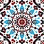 Placeholder: Front Symmetrical View Of Ethnic Cultural Pakistani Sindhi Ajrak Pattern. Using Colors White, Navy-Blue, Sky-Blue, Maroon And Black.