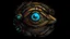 Placeholder: cartoon cyberpunk eye of Horus in rembrandt lighting, dark shadows, bright highlights, cell-shading style blade runner