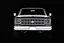 Placeholder: front corner 1973 Chevrolet square body truck 4x4 facing a little to the left, dark gray background, high contrast black and white vector