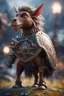 Placeholder: gremlin war horse, epic hero norseman with wild hair, short ears, and big holy ornamented shield Under stjerners gnist Vi går som ett, vår tro et løfte ,bokeh like f/0.8, tilt-shift lens 8k, high detail, smooth render, down-light, unreal engine, prize winning