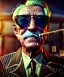 Placeholder: Surreal, steampunk, cabaret scene. old man. Sunglasses, rain, smoking, happy, hot, people background, highly detailed, concept art, unreal engine 5, god rays, ray tracing, RTX, lumen lighting, ultra detail, volumetric lighting, 3d, finely drawn, high definition, high resolution.