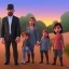 Placeholder: Walter White and his family at a funeral, 8k, realistic face, with a fedora, sunset background,