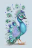 Placeholder: peacock avatar illustration on a white background, detailed, cute