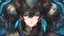 Placeholder: A man wears a black glass helmet and Chinese clothes , black and blue color, solo leveling shadow drawing style, neon, intricate details, highly detailed, high details, detailed portrait, masterpiece,ultra detailed, ultra quality