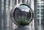 Placeholder: realistic photograph futuristic pod, ceramic aluminum orb pod with window, futuristic high detail