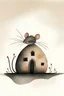 Placeholder: Generate a watercolor illustration of a mouse embodying the artistic characteristics of Jon Klassen's style. Focus on minimalist design, with simple shapes and lines to create the mouse's form. Emphasize expressive eyes to convey emotion and personality, employing subtle humor through clever visual details or unexpected scenarios. Incorporate texture and detail into the illustration, such as the texture of the mouse's fur and carefully rendered background elements. Utilize muted colors.