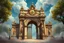 Placeholder: ornate baroque entrance gate, Arc de Triomphe, beautiful gilded building, fantasy art painting