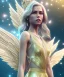 Placeholder: A crystalised queen, atmospheric, realistic, unreal engine, cinematic lighting, octane render, transparent long dress, blonde, full body, bright wings, smile, long hair