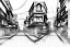 Placeholder: Hanoi train Street+Hanoi train Street+bologna portici+Gothic city+ BioShock+Dishonored+Bloodborne+trieste+Edinburgh+Chicago+victorian London+decòpunk Skyscraper+ +steampunk+biopunk+, croquis architecture, city drawing, perspective drawing, point perspective, architecture croquis drawing