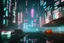 Placeholder: Cyberpunk district with giant foggy skyscarpers, cars, FoV: 100, HD, Unreal Engine 4, heavy rain, rainy streets reflection, neon signs, low contrast, grainy, less color, titanfall,