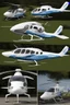 Placeholder: aeroplane airmed air ambulance inspired by shark with side view , quarter view and front view