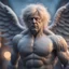 Placeholder: boris johnson grey angel with muscles and big wig, Guiding souls through twilight, where the shadows flee In this realm of aftermath, phantoms softly tread Following the will-o-wisp, where the lost are led ,bokeh like f/0.8, tilt-shift lens 8k, high detail, smooth render, down-light, unreal engine