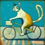 Placeholder: Gerar um quadro estilo Picasso de um gato andando de bicicleta