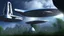 Placeholder: star trek spaceport in the jungle in a cliff, blue sky with white clouds, spaceships landing and leaving