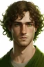 Placeholder: portrait human male, green eyes, curly hair, brown hair, round face