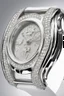 Placeholder: White gold engraved wristwatch Men'scontaining white crystal jewels in the shape of a lily White background