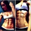 Placeholder: beautiful woman, big bust, 6-pack abs, slim waist, long hair