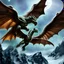 Placeholder: image framed with a thin border of celtic designs, story book cover format, A Skyrim style winged celestial dragon in flight above a forested mountain, against a background of brilliantly glittering stars, hd 4k, fine sharp detail