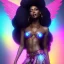 Placeholder: full body shot, masterpiece, best quality, black skinned, sparkling eyes, long hair, gorgeous African Fairy queen,wings,fluorescent skin,light blue makeup,synthwave, light indigo, trasparent , irridescent, highly detailed body, sun light, 4K, RAW, depth of field, high contrast, realistic details, 24mm vaporwave aesthetic, synthwave, artstation, concept art, smooth, extremely sharp detail, finely tuned detail, ultra high definition, 8 k, unreal engine 5, ultra sharp focus