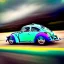 Placeholder: jet-fighter vw-beetle hybrid, retrofuturistic, phototrealism, in flight, one subject,