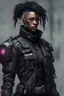 Placeholder: black cyberpunk military commander