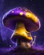 Placeholder: A solitary floating mushroom house on a clear night. silver and yellow and purple, Dark cosmic interstellar. Detailed Matte Painting, deep color, fantastical, intricate detail, splash screen, hyperdetailed, insane depth, concept art, 8k resolution, trending on Artstation, Unreal Engine 5, color depth, backlit, splash art, dramatic, High Quality Whimsical Fun Imaginative Bubbly, perfect composition