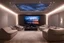 Placeholder: a dedicated home cinema room with LED ambient lighting in the walls