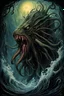 Placeholder: DAGON : Lovecraftian horror of the deep, by Justsin Gerard and Anoto Finnstark and Ian Miller, smooth horror art, sharp textures, alcohol oil painting, expansive, dark colors, vivid Eldritch imagery, elusive nightmare, distressing hues, Gerard's distinctive visceral style, detailed line work, rich sharp colors