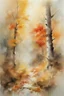 Placeholder: Autumn forest by Willem Haenraets, watercolor, on watercolor paper, wet on wet and splattering techniques, centered, perfect composition, abstraction, surrealism