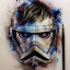 Placeholder: photorealistic luke skywalker helmet with weathered painting , illustration on coarse canvas by <agnes cecile> and <Yoji Shinkawa>, ornate and intricate details , soft smooth lighting, ultra detailed concept art,