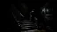 Placeholder: A dark and ominous oil painting, depicting a shadowy figure lurking on a staircase