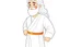 Placeholder: Disney style, white hair, white skin, white beard, coloring book, minimalism, simple lines, white background, STICKER, WHOLE BODY, A CUTE JESUS CHRIST, WAVY HAIR, BEARD, COVERING THE WHOLE BODY WHITE LONG TUNIC, LIGHT DOWN, HAPPY face , A detailed illustration, in the style of Studio Ghibli, 3D vector art, cute and quirky, fantasy art, Adobe Illustrator, hand-drawn, low-