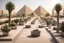 Placeholder: urban design tourist walkway in eygpt with the pyramids , modern street seating , planters