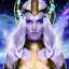 Placeholder: cosmic mage, elf, female, battle mage, epic, cosmic magic, long ears, white hair, face details, pale skin, jewellery, broad shoulders, sharp ears, cosmic clothes, cosmic eyes, ears shown, light out of eyes, the cosmos in eyes, stars in eyes, shining eyes, non human face, thin face, animation, detailed ears, magical eyes, non realistic, closed mouth