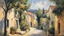 Placeholder: Style Cézanne, calm beauty, sunlight, French village, peaceful, beautiful composition, exquisite detail