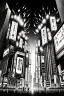 Placeholder: multiple explosions, buildings of Tokyo greyscale