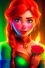 Placeholder: Princess Anna from Frozen is very beautiful, symmetrical, and glowing, holding a rose