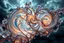 Placeholder: Dynamic complex hypnotic fractal 3D with horizontal Symmetry structures twisting and morphing between organic and geometric forms, smooth translucent iridescent glass with inner glow and bubbles, varied transparent materials, stormy skies, intense dramatic