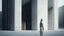 Placeholder: a woman is standing in front of a building, a digital rendering by David Chipperfield, cgsociety, modernism, vray tracing, vray, made of glass