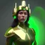 Placeholder: woman, irish, green, heavily made up face, round helmet, decorative color feathers, retro futuristic, latex coat, soft color, highly detailed, art stations, concept art, smooth, unreal engine 5, god rays, ray tracing, RTX, lumen lighting, ultra detail, volumetric lighting, 3d, finely drawn, high definition, high resolution.