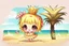 Placeholder: cute pineapple chibi girl at the beach