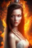 Placeholder: portrait lady wedding with big bobs no top long hairs black quartz shield in fire