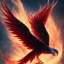 Placeholder: a detailed illustration of a black and red phoenix sitting on a branch of a tree, phoenix wallpaper, luminescent body, glinting wings, full body, symmetrical body, realistic, glowing wings, sharp focus, meticulously detailed, soft evening sky, 64k