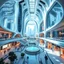 Placeholder: A futuristic, hyper-realistic scene depicting a sprawling, state-of-the-art shopping center in a modern city of the year 2080. The architecture features sleek, organic forms, towering glass facades, and seamless integration of advanced technological elements. The interior space is flooded with natural light, with open, airy layouts and imaginative design elements that blend the physical and digital realms. Holograms, interactive displays, and autonomous robotic assistants are seamlessly incorpo