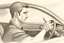 Placeholder: pencil sketch of a guy driving a right hand drive car