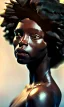 Placeholder: black girl, cute, beautiful, afro, head and shoulders portrait by Greg Rutkowski